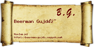 Beerman Gujdó névjegykártya